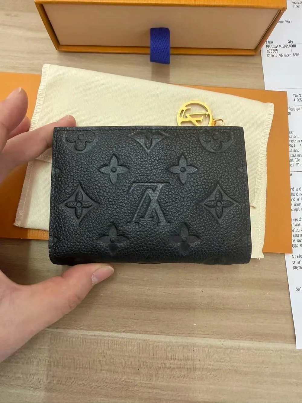 Louis Vuitton Black Embossed Monogram Small Zipper Pouch